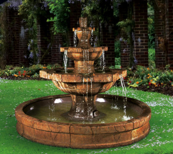 Grenoble Three Tier In Pool Garden Fountain Cast Stone Large Scale